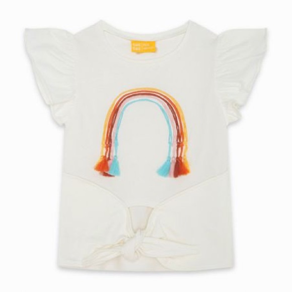 Colorful Rainbow Ruffle Sleeve Tee - Picture 1 of 3